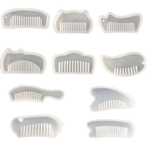 10Pcs Crystal Epoxy Resin Mold Comb Casting Silicone Mould Handmade DIY Crafts Jewelry Making Cosmetic Tools