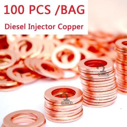 100pcs 7x15mm/9x18mm Diesel Common Rail Injector Copper Seal Washer Gasket Ring Repair Kits
