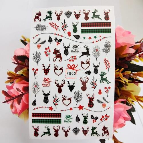 2021 Merry Christmas Gifts Nail Sticker Lovely Various Deers Leaf Nail Art Decorations Sliders Design Manicure Accessories Tips