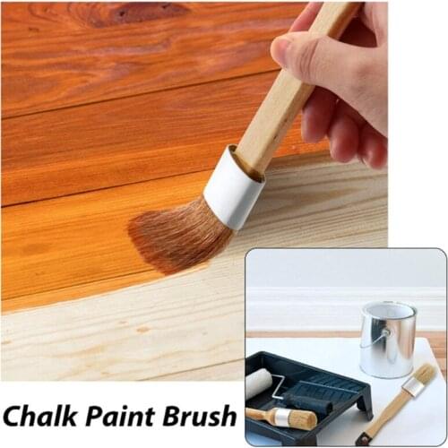 3 Pcs/Set Ergonomic Handle Chalk Wax Paint Brushes for Wood Furniture DIY Painting Waxing Tool Bristle Stencil Brushes
