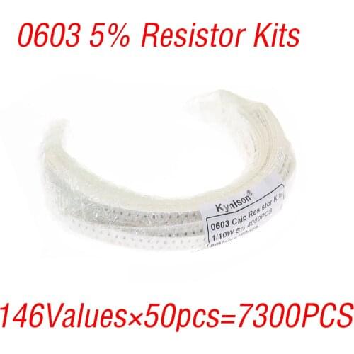 7300pcs 0603 Chip Resistor Kits 0R~1M 0603 5% 146 Values Each 50pcs Sample Kits SMD Resistor Value Pack For DIY Assorted Kits