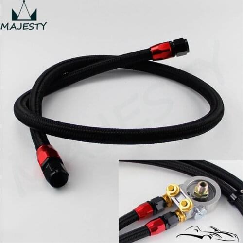 8AN Oil Cooler 1.2M Nylon / Steel Braided Oil Fuel Line Hose Fitting End Adapter