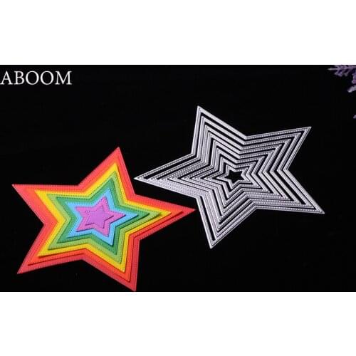 ABOOM Five Pointed Star Scrapbooking Album Photo Decoration Cutting Dies Carbon Steel Metal Silver Die Cut Paper Card Making