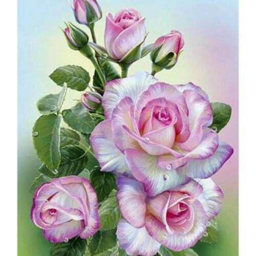 5D DIY Diamond Painting Square/Round Diamond Flower Painting Pink Flower Picture Cross Stitch Furniture Decoration Gift WG2906