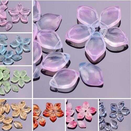 10pcs 19x13mm Petal Shape Crystal Glass Loose Crafts Beads Top Cross Drilled Pendants for Earring Jewelry Making DIY Crafts