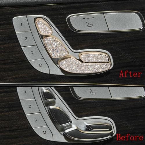 7x Gold Diamond Style Seat Adjust Button Cover Fit For Benz GLC Class X205 16-17