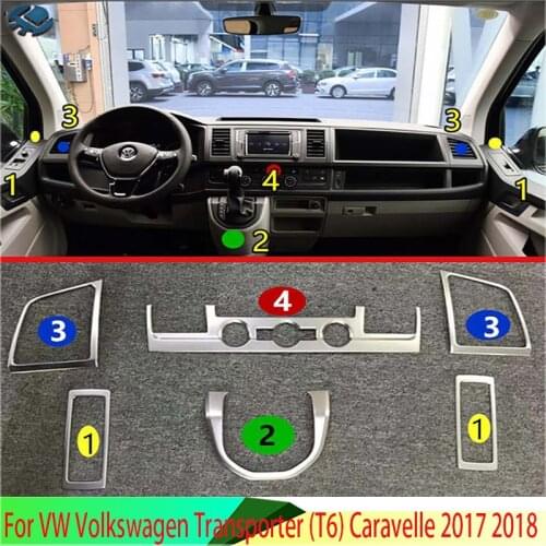 For VW Volkswagen Transporter (T6) Caravelle 2017 2018 Stainless steel Car Interior Decorative Cover Trim Sticker Car styling