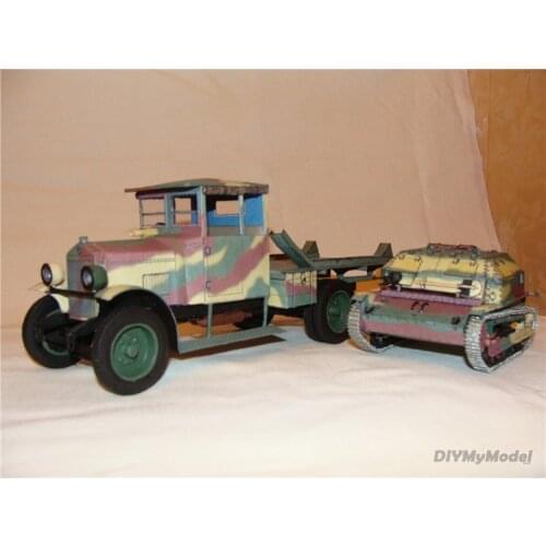 DIYMyModeI Tk3 light tank and bear transporter DIY Handcraft Paper Model KIT Handmade Toy Puzzles Gift Movie prop