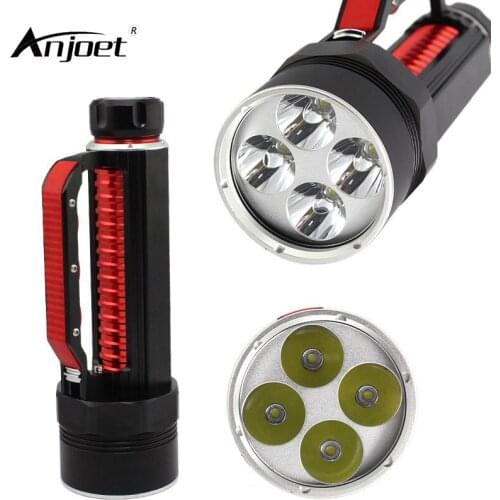 ANJOET Led Flashlight Brightness Durable Underwater Torch Scuba Diving 4 x XM-L XML T6 8000LM FlashLamp Waterproof Underwat