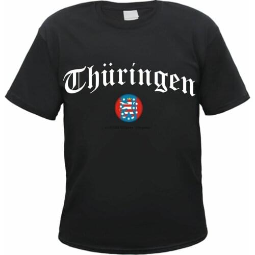 Thuringia T-Shirt-Altdeuwbr tsch with Coat of Arms-Black-Jenwbr a Weimar Erfurt Gera