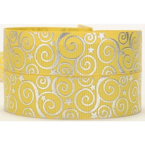 The Stars Hot Sliver Foil Printed Grosgrain Ribbon 5yards 22mm for Party Wrapping Decor Supplies