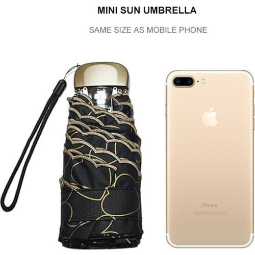 Capsule Sun Umbrella Mini Pocket Five Folding Uv Protection Sun Ladies Parasol Black Coating Lace Umbrella Travel Gift Ideas Y6S