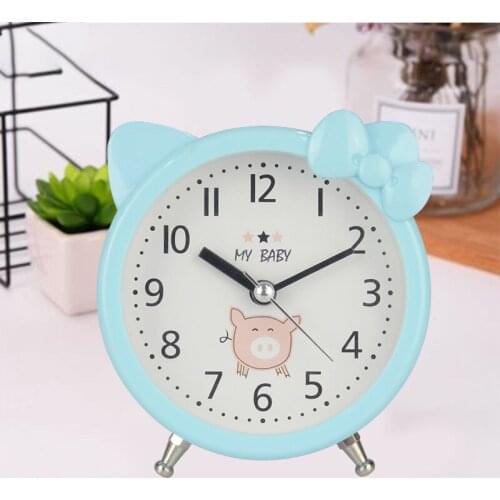 Creative New Product Cute Cartoon 10 Cm Round Pig Alarm Clock Digital Pointer Childrens Student Second Skipping Clock