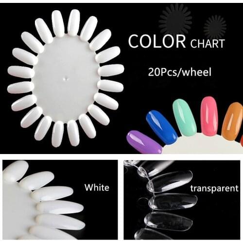 New 20pcs/wheel Nail Art Tips Comestic Practice Polish Round Wheel Nail Display Manicure Acrylic Display Decor Fake Nails Set