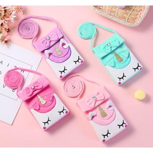 Fashion Unicorn Coin Purse Cute Plush Wallet Girl Clutch Embroidered Bag Key Earphone Organizer Children Wallet Gift