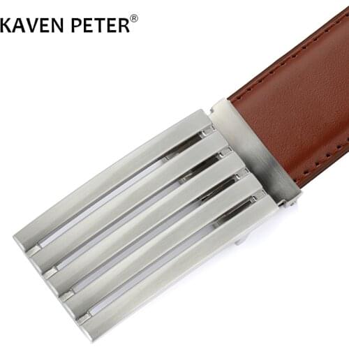 Men Plate Leather Belt For Male Metal Luxury Genuine Cowskin Belt Designer Jeans High Quality Business Waistband