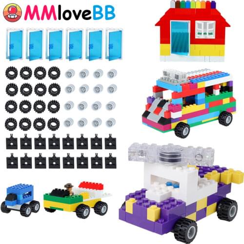 Wheel Axle Door Windows Set Brick Accessories Parts Building Blocks Assemble Bricks Model Kits Toys for Children