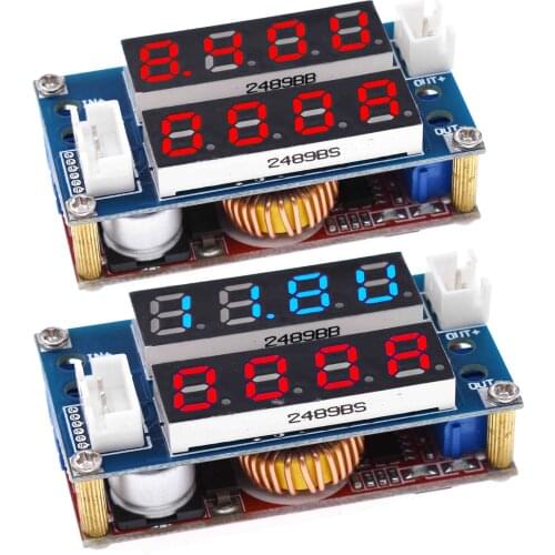 Max 5A Adjustable CC CV Step Down Receiver Charge Module Digital Voltmeter Ammeter Display LED Driver for Arduino Blue Red