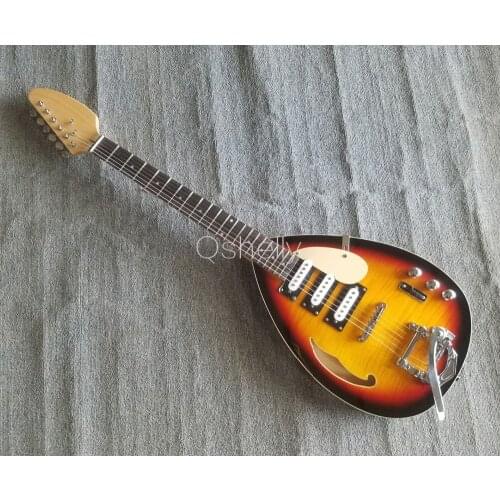 Top quality QShelly custom tobacco jazz hollow body guitars teardrop Vox 3 pickups electric guitar musical instruments shop