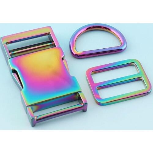 Rainbow Adjuster Buckles 25mm Alloy Release Belt Buckles Strap Slider Fastener Bag Hardware