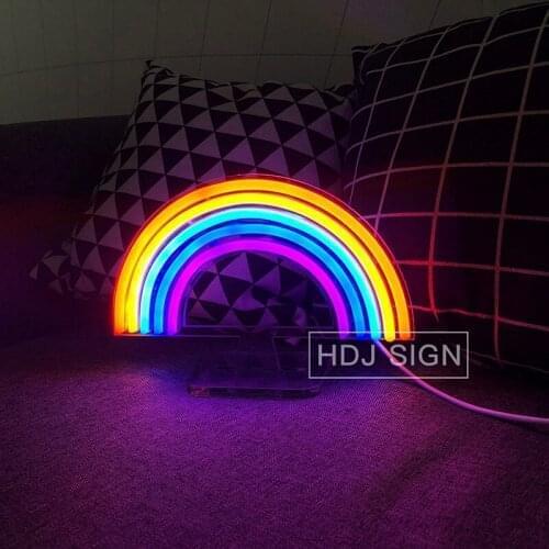 Rainbow Neon LED Light USB Charging Children Kindergarten Bedroom Desk Decoration Night Light Table Lamp Wall Decor