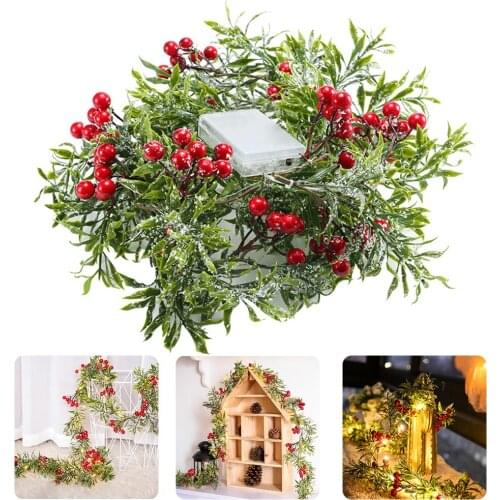 2M Christmas Red Fruit Light String With Pine Cone Decoration Copper Wire 20LED fairy String lights Flower vine Xmas Tree Decor