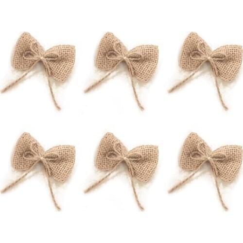 Handmade Bowknot Hessian Burlap for Vintage Rustic Wedding Decoration