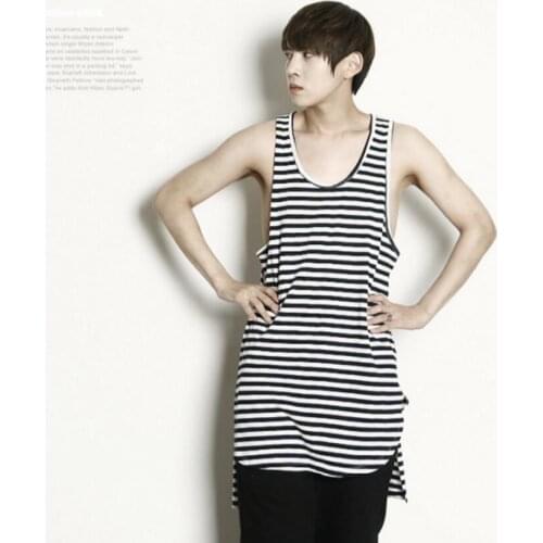 S-4XL 2017 New Mens clothing fashion GD Hair Stylist casual Black and white stripe vest plus size singer costumes