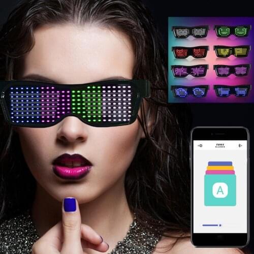 Halloween Party Bluetooth Control Application Editable Text DIY USB LED Glasses halloween decoration cosplay party decoration