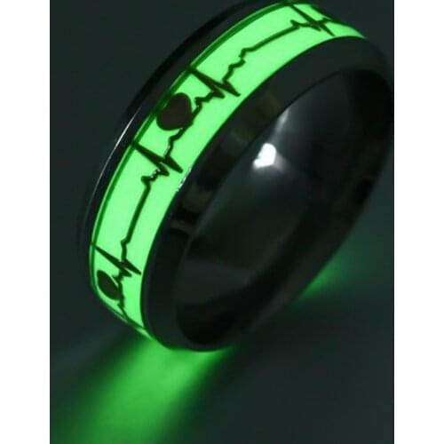 1Pc Heart Shape Luminous Ring Glowing In Dark Couple Rings For Friends Gift Stainless Steel Jewelry Wholesale
