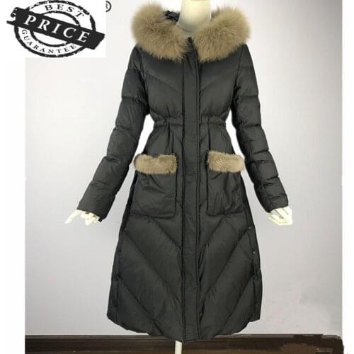 Warm Winter Thick Womens Down Jacket Female Mink Fur Hooded Clothes 2021 Korean Long Duck Down Coat Ladies Casaco MS22