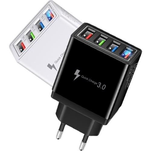 USB Mobile Chargers Universal Adapter for EU plug Mobile phone accessories charger 4-usb port charging For iPhone Xiaomi Huawei