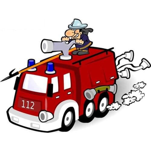 For Cartoon Fire Truck Vinyl Material Car Stickers Funny Decal Waterproof Occlusion Scratch Decor 13cm X 9.8cm