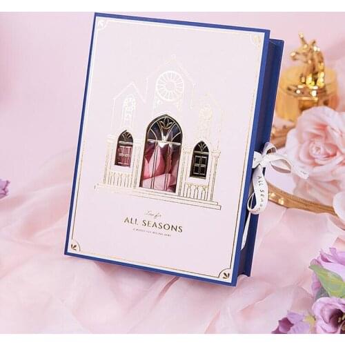 High-end Hollow-out Gift Box Pink Blue Bronzing Castle Unicorn Double Rotating Large Party Wedding Candy Necklace Paper Gift Box