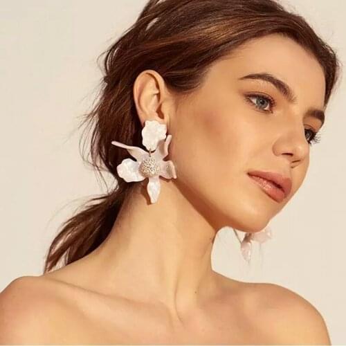 JURAN New Design Fashion Bohemian Big Flower Drop Earrings for Women Hot Sale Resin Statement Wedding Charm Earring Jewelry