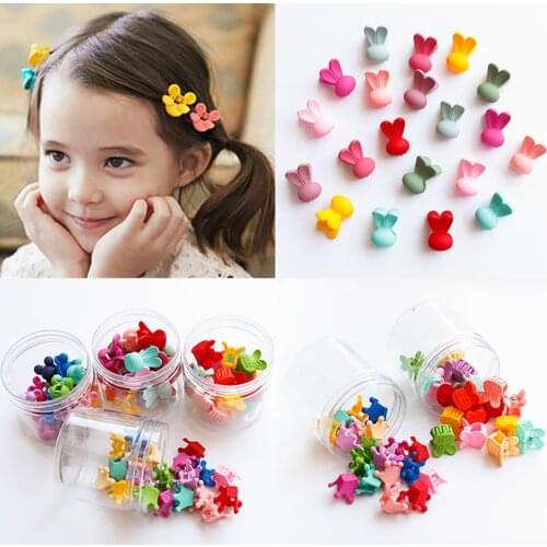45pcs Mini Mixed Color Hair Clips Children Girls Hair Claws Cartoon Flower Barretts Headwear Hair Styling Accessories