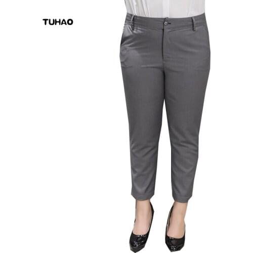 TUHAO Plus Size Womens pant 2017 Formal 4XL 5XL 6XL Pants Women ankle length straight Trousers big sizes female Pants QT17