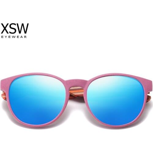 XSW Natural Bamboo Sunglasses Women Polarized UV400 Brand Designer Classic Sun glasses Vintage Wooden Sunglasses
