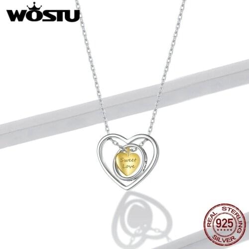 WOSTU 2020 New 925 Sterling Silver Angel Heart Necklaces Pendants for Women Sterling Silver Jewelry DAN207