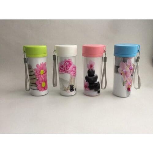 Water Bottle stone flower pattern print Plastic 350ml Lemon H2O Portable Sports For Outdoor Sport Running Camping 1PCS