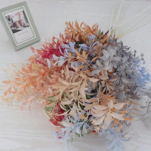 1pc Spray Paint Plastic Honeysuckle Artificial Flowers Pearl Grass For Party Wedding Decor flower Wall Accessories