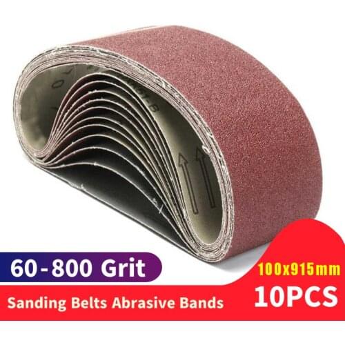 10PCS 915*100mm Sanding Belts P60 - P800 Abrasive Sanding Screen Band 4" * 36 " for Wood Soft Metal Grinding Polishing