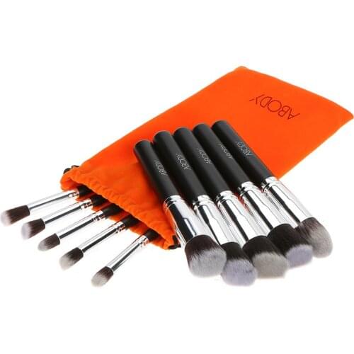 10Pcs Abody Makeup Brush Set Professional Face Powder Essential Cosmetic Brush Kit with Mini Cleaning Brush Tool+ Bag