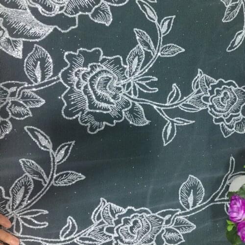 1Y/Lot gold rose flower bronzed lace sequins mesh fabric girl dress DIY craft accessories