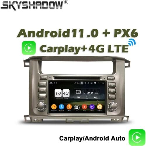 Wireless Carpaly PX6 Car DVD Player Android 10.0 4GB+64GB Wifi Bluetooth 5.0 RDS Radio GPS For Toyota Land Cruiser 100 1998-2007