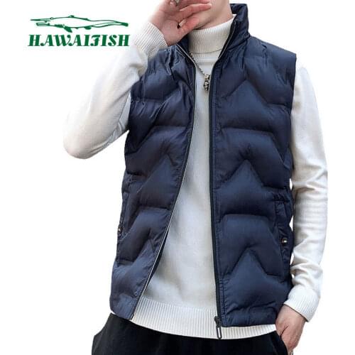 Hawaifish brand mens waistcoat 2021 loose winter handsome thickened outerwear male high quality fashion coletes masculino