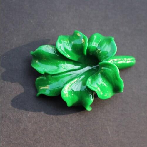 5Pieces 44mm*32mm*19mm Artificial coral beads Large Artificial coral Leaf beads Cabochon Green color for Jewelry making