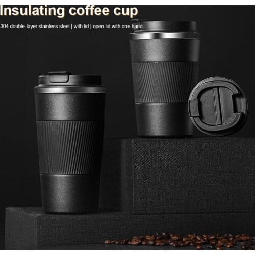 Home Stainless Steel Coffee Thermos Mug With Non-slip Case Car Vacuum Flask Travel Outdoor Travel Insulated Bottle 380ml/510ml