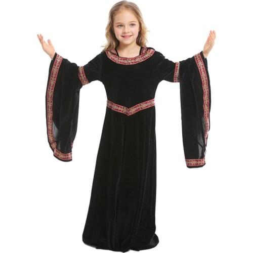 Fantasia gothic Priest Costume Child Girl Halloween Carnival Pastor Cosplay Kid Fancy Party Dress