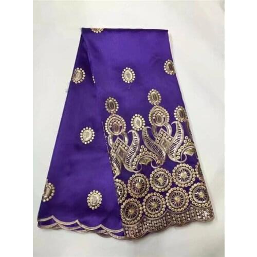 Hot sale purple African George Fabric With Sequins,French Nigerian George Fabric With Match Blouse For Wedding Dress 5 Yards